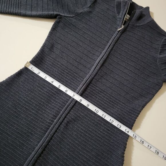 Calvin Klein Women's Charcoal Gray Long Sleeve Zip-Front Sweater Dress - Picture 8 of 16
